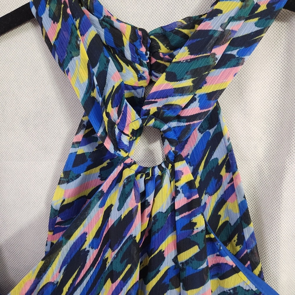 DONNA MORGAN Women's Halter Neck with Ring Trim and High Low Midi Size 16 - Picture 6 of 16